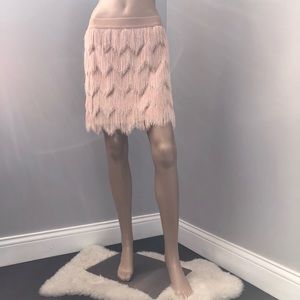 BCBGMAXAZRIA Modie Tiered Fringe Skirt